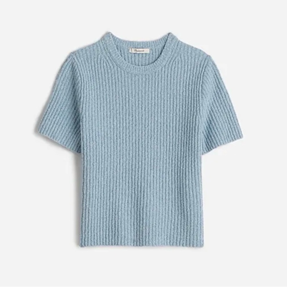 Madewell Blue Boucle-Knit Crewneck Sweater Tee Size XS Light NWT